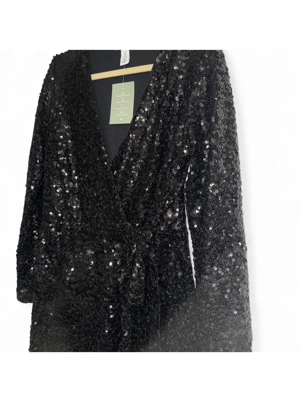 H&M SEQUINED WRAP DRESS - Image 3