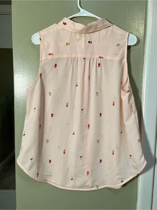 Workshop‎ Republic Women's Size Large Sleeveless Button Down Shirt Pink Cocktail - Image 6
