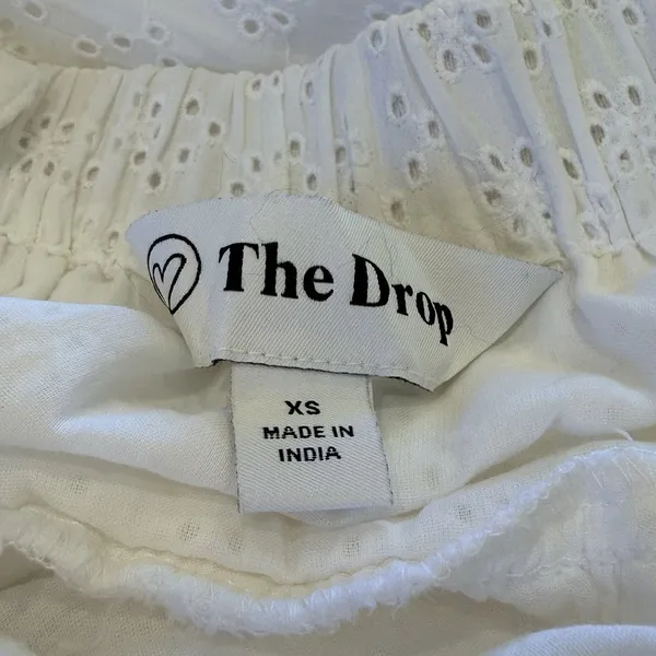 The Drop White Boho Cottage Eyelet Tiered Maxi Dress Size XS Cotton Coastal - Image 8