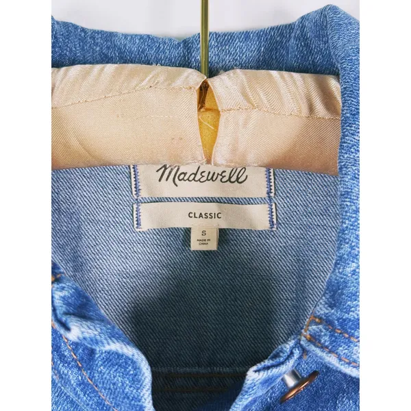 Madewell Womens Denim Trucker Jacket Small Blue Button Front Casual Fall Country - Image 4
