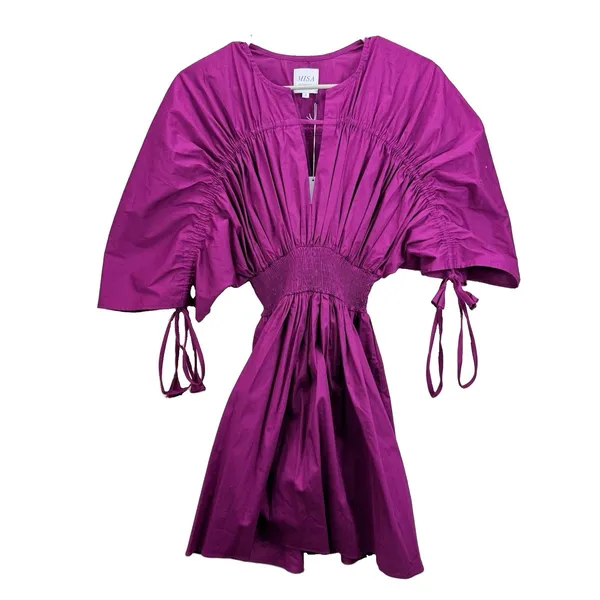 Misa Pink Los Angeles Camila Cinched Mini Dress Magenta Pink Pockets SMALL - Image 7