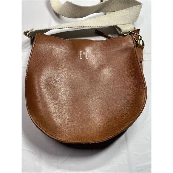 VTG Madewell The Transport Crossbody Saddle Bag Brown‎ Leather Adjustable Strap - Image 2