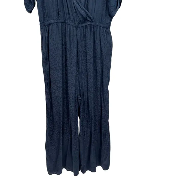 Anthropologie Maeve Jaqueline Jacquard Jumpsuit Leopard Print Navy Blue Size‎ XL - Image 6