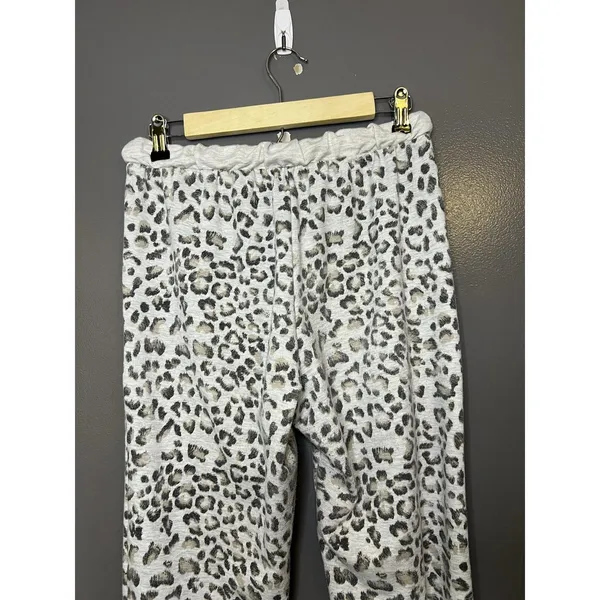 Entro Sweatpants Womens Medium Gray Leopard French Terry Jogger Lounge Cuffed - Image 6