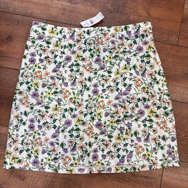 NWT LOFT Floral Linen Blend Mini Skirt Womens 4 Cottagecore Spring Summer A-Line - Image 2