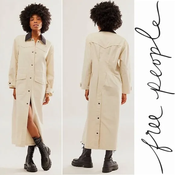 Free people Hunter Longline Duster Trench Coat in pastry cream Size S - Image 2