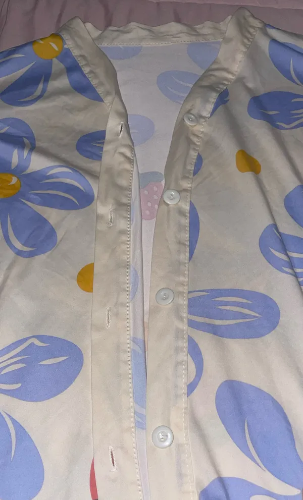 Womens Floral Pajamas Blue Size XL - Image 9