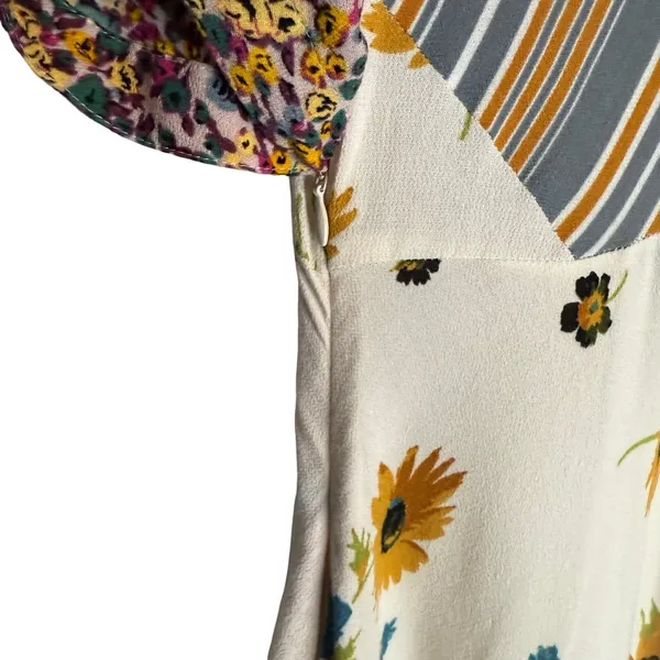 Free People Mini Dress Sunflower Striped 0 (XS) Rayon Flutter Sleeve Sundress - Image 3