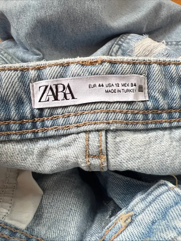 Zara 100% cotton wide leg raw split hem jeans - Image 7