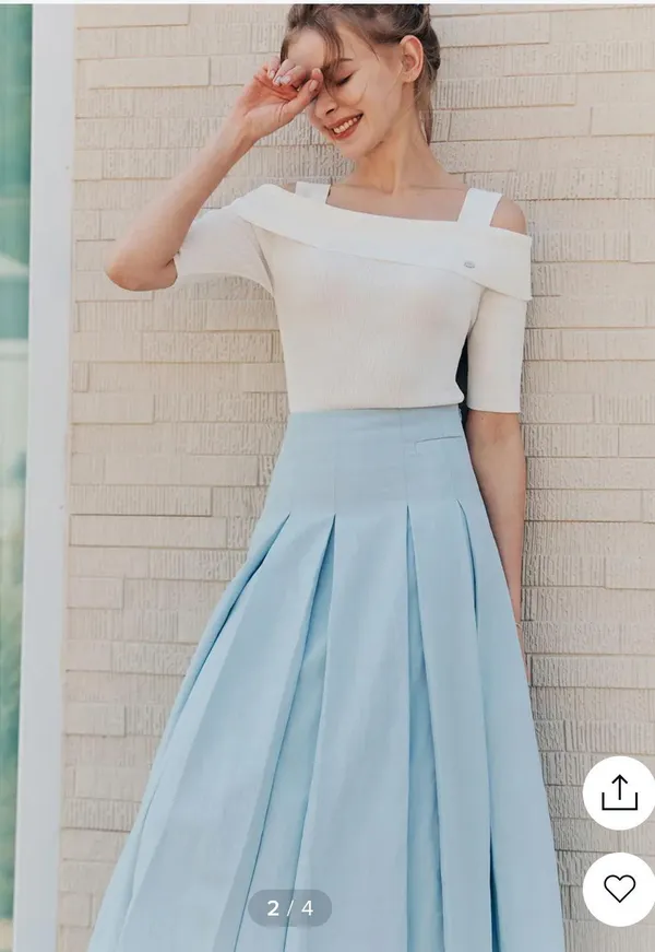 Korean Fashion: Zero Street Lynn Pleats Long Skirt Blue Size M - Image 8
