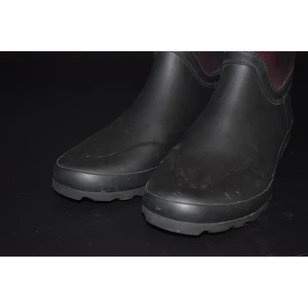 Woolrich Sebago Plaid Rain Boots Womens Red Black Buffalo Check Rubber Tall Sz10 - Image 8