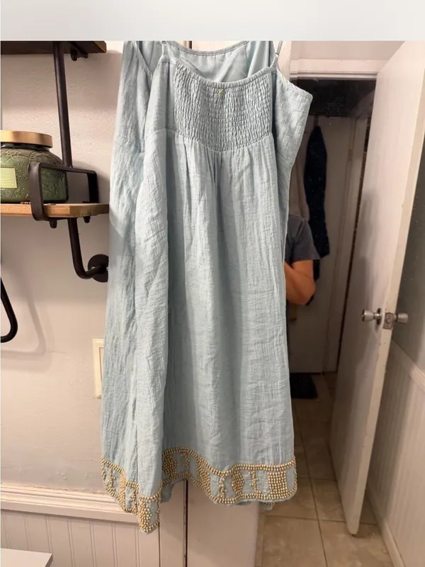 Bcbgmaxazria Women's Blue and Green Dress - Image 4