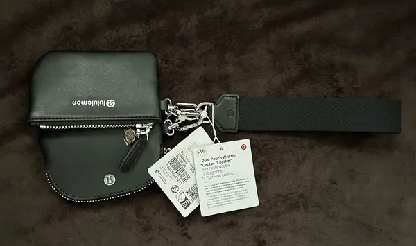 Lululemon Dual Pouch Wristlet Black Leather - Image 2