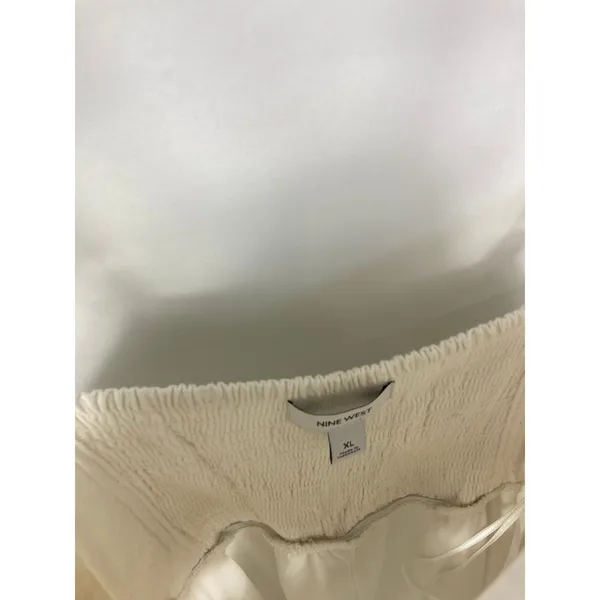 Nine West Linen Blend Cutout Front White Midi Dress Size XL - Image 5