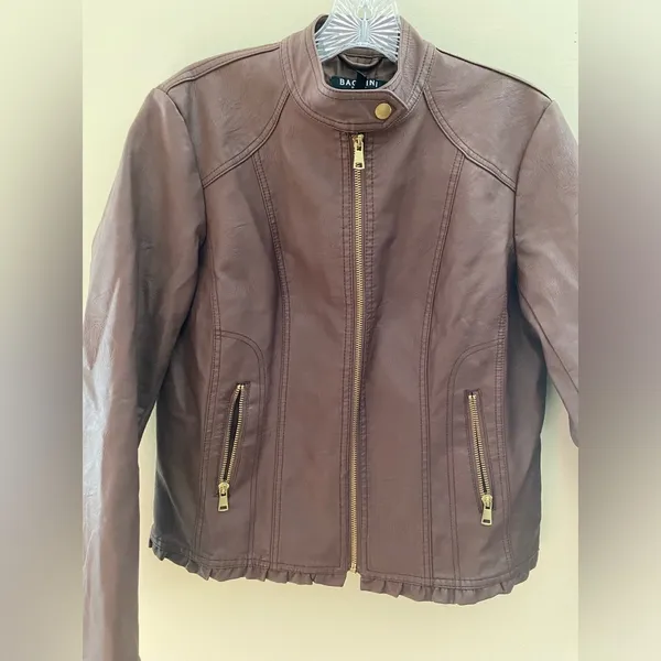 Baccini Leather Jacket for women.Size: PM - Image 4