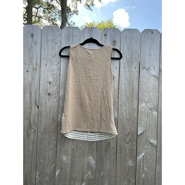 89th & Madison Lace Tank Metallic Thread Layer Crochet Sz Large Tank‎ Gold Fairy - Image 9