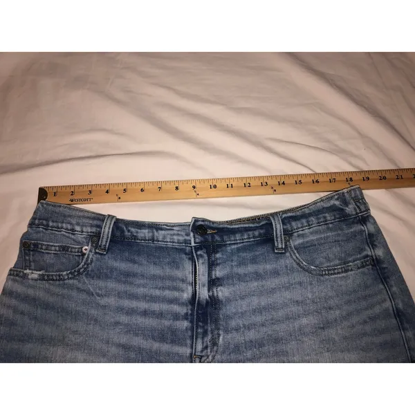 Aerie Denim Shorts Size XL Elastic Distressed Light Wash Blue Relaxed Fit Boho - Image 4