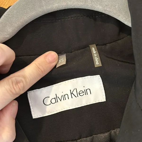 Calvin Klein Black Double Breasted Button Rain Jacket Trench Coat - Image 4
