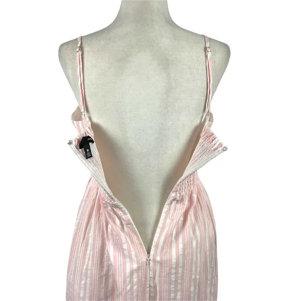 Aqua Pink Striped Maxi Sleeveless Spaghetti Straps Long Dress 100% Cotton Small - Image 14