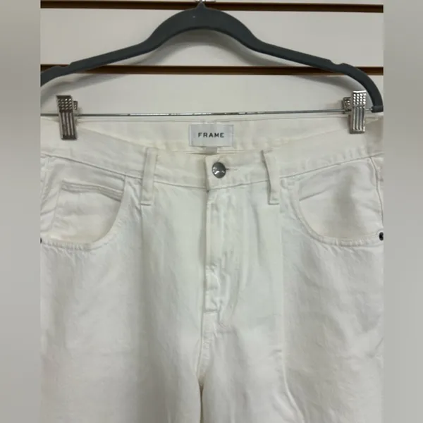 Frame‎ Baggy Denim Le Straight Leg White (Blanc) Jeans 26 100% Cotton - Image 4