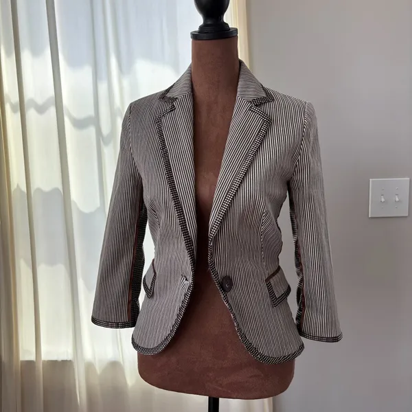 Lucy Paris Striped Blazer S Pinstripe Y2K Academia Preppy Fall Riding Jacket - Image 4