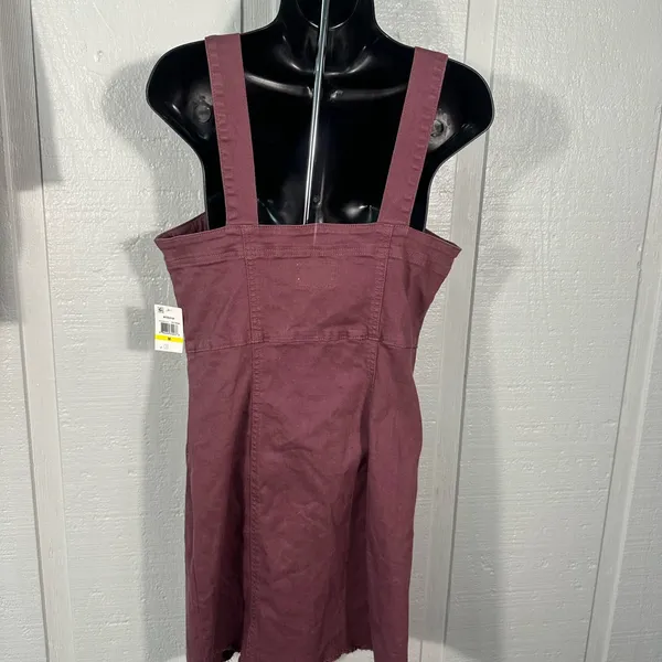 Tinsel Town Women’s Red Denim Overall Dress Size Medium EUC - Image 4