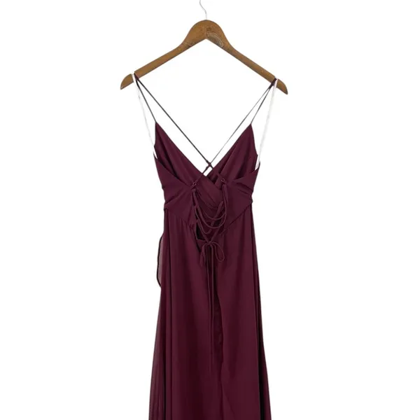 Lulus In Love Forever Plum Lace-Up High-Low Maxi Dress size S NWT - Image 6