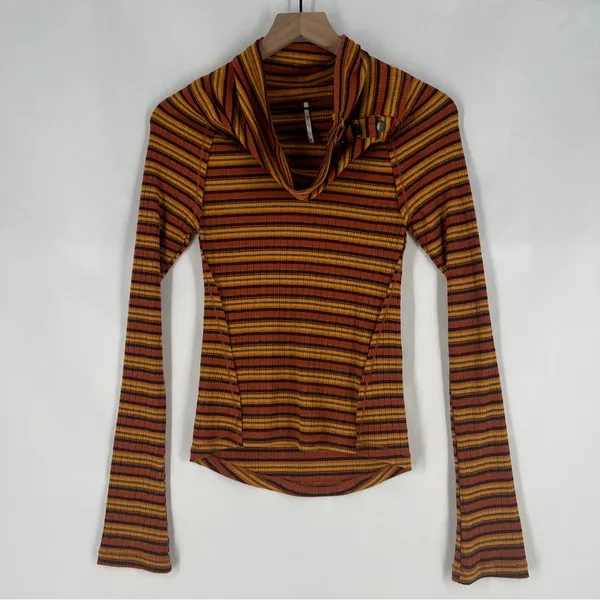 FREE PEOPLE Cape Cod‎ Thermal Striped Ribbed Cowl Neck Size M - Image 2