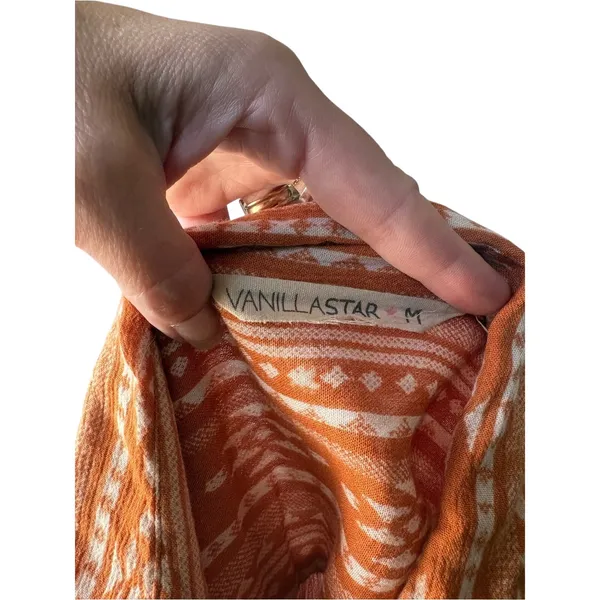 Vanilla Star Rust Orange Tribal-Print Button Front Blouse - Image 4