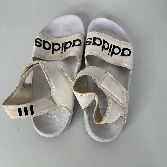 Adidas‎ White Adilette Sandals Size 8 - Image 3