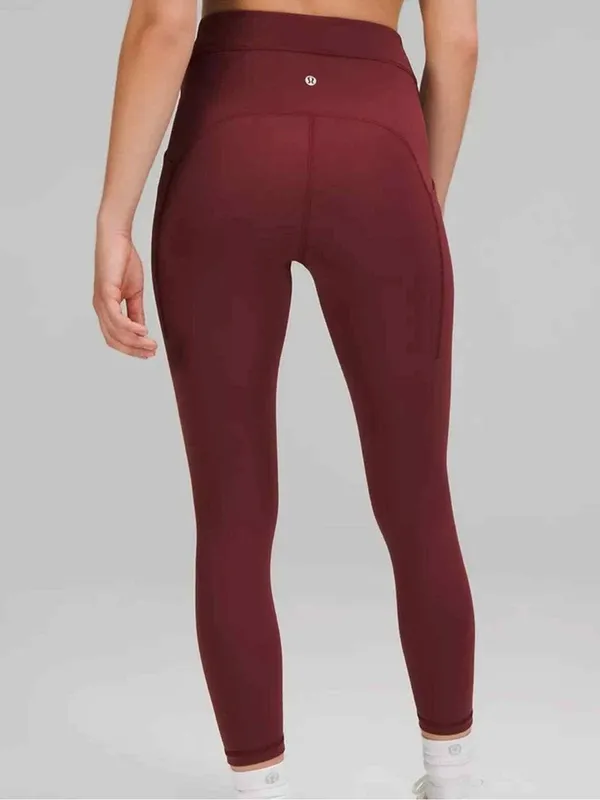 Lululemon Power Thru High Rise Tight Leggings 25” Red Merlot size 10 $128 - Image 2