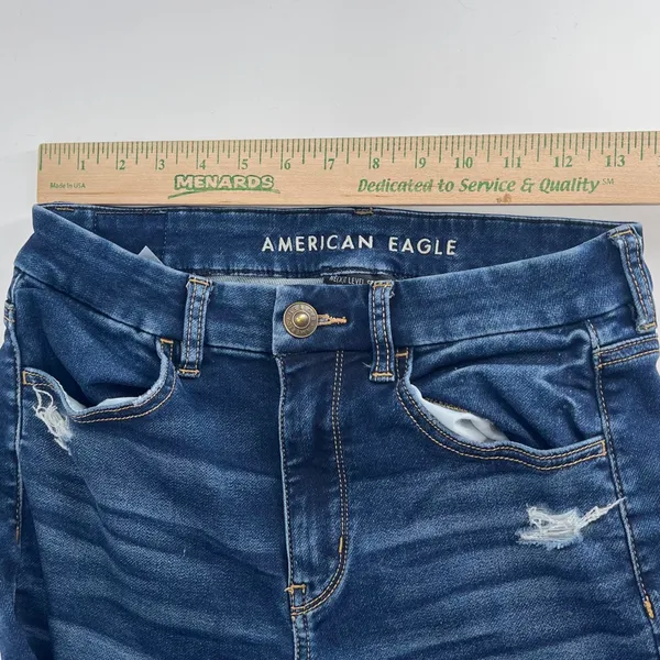 American Eagle Outfitters‎ Curvy Hi Rise Jegging Jeans Dark Wash Ripped Size 6 - Image 8