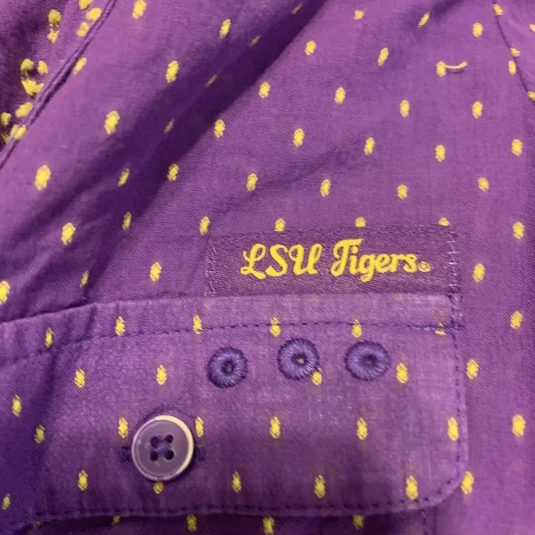 Columbia Womens Size Medium Purple Gold LSU Tigers Embroidered Button Up Blouse - Image 6