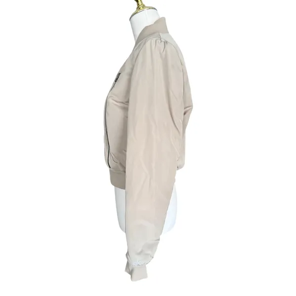 ALO Yoga Off Duty Bomber Jacket Small Gravel Taupe Down Puffer Cropped Womens - Image 5