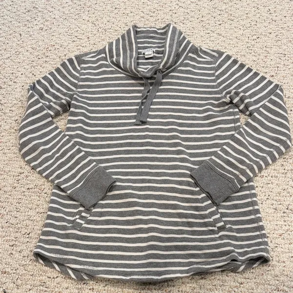 J. Crew Gray Striped Cowl Neck Sweater Size XS C26-016 - Image 3