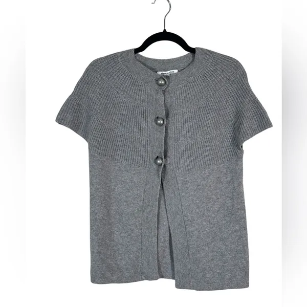 Alice & Olivia Grey Cashmere Y2K Sweater Womens S Chunky Buttons Fall Cardigan - Image 2
