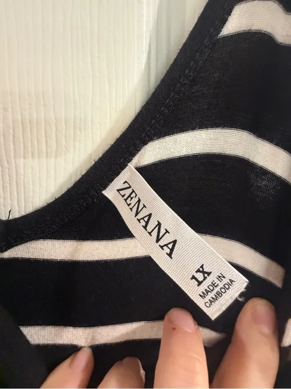 Zenana Outfitters Black and White Striped Maxi Dress With Pockets - Image 2
