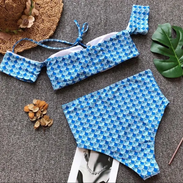 mermaid off shoulder high waist swimsuits - Image 5