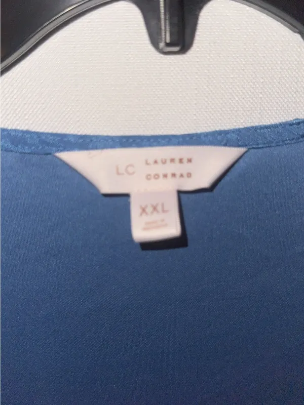 LC Lauren Conrad Dusty Blue Long-Sleeve V-Neck Tiered Dress - Image 3