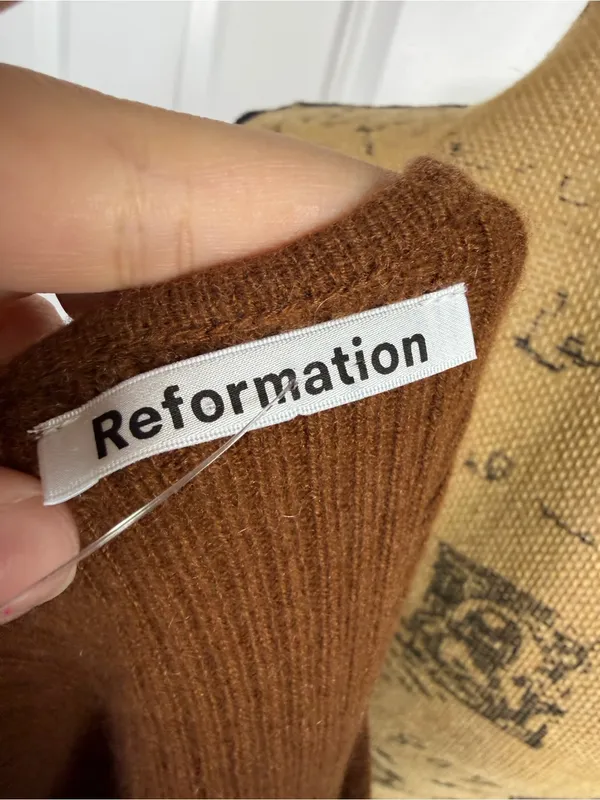 Reformation Hart Sweater Cinnamon Brown Cashmere Blend Size S NWT - Image 5