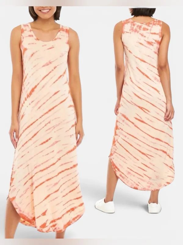 NWOT WONDERLY Orange/Amber Tie-Dye‎ Maxi Tank Dress, Large - Image 2