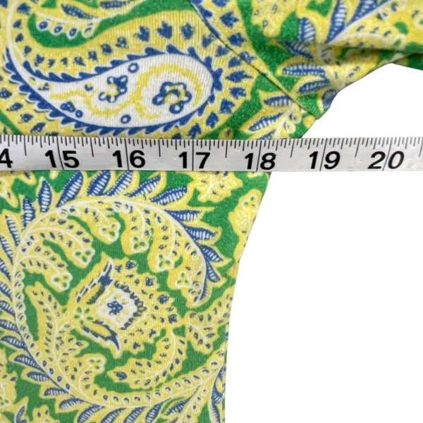 Lauren Ralph Lauren Top Womens M Green Yellow Cotton‎ Paisley Preppy Old Money - Image 6