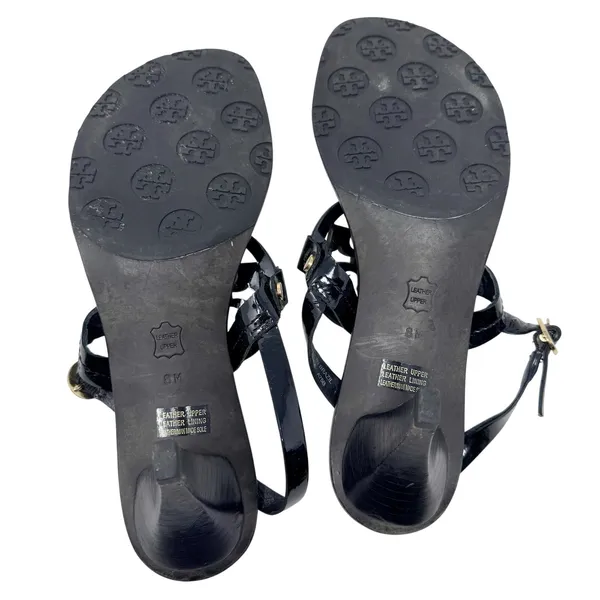 Tory Burch Miller Kitten Heel Sandal Black Patent Leather Slingback Size 8 - Image 7