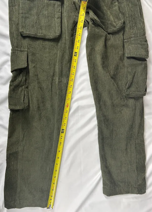mnml Olive Corduroy Snap II Cargo Pants Men's Medium Green - Image 7