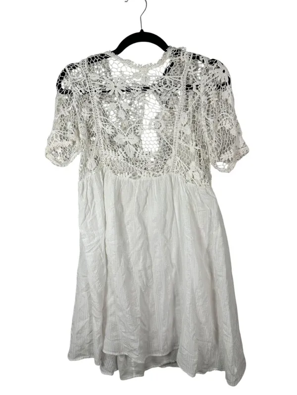 Zara White Crochet Lace Gauzy Babydoll Mini Dress Size XS NEW with Tags - Image 7