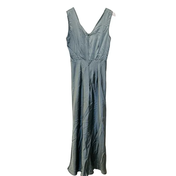 Morrisday The Label Dusty Green Satin Lace V-Neck Midi Dress Size NEW - Image 3