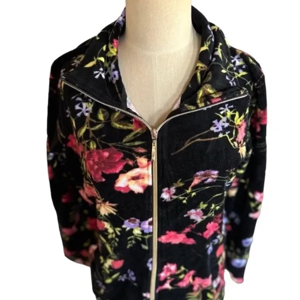 DRAPER’S & DAMON’S FLORAL VELOUR ZIP-UP size M - Image 6
