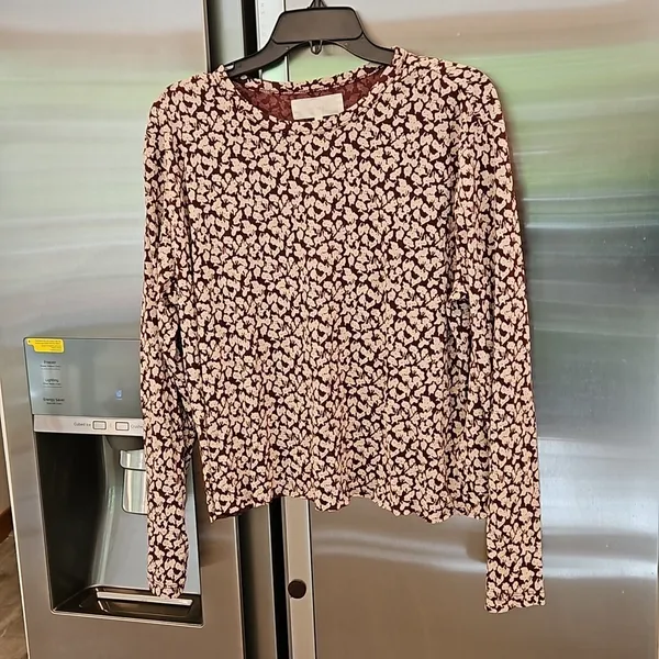 💕THE GREAT💕 The Long Sleeve Sleep Tee ~ Maroon Shadow Floral Size 3 Large NWT - Image 6
