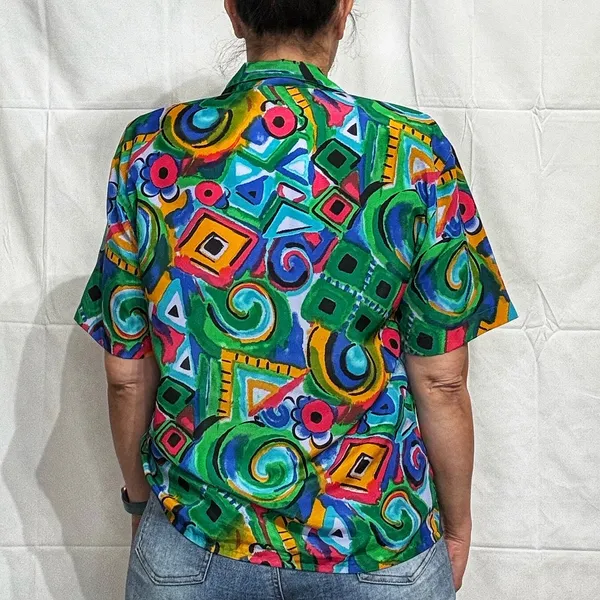 Nicola Green Geometric Vintage Button Down Sz 10 - Image 11
