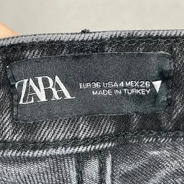 Zara Jeans Women Faded Black Size 4 High‎ Rise Denim Straight Slim Fit Classic - Image 3